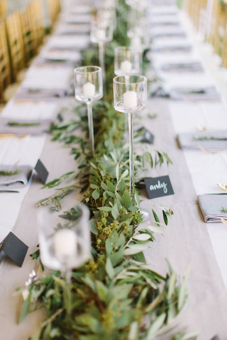 Beautiful and simple table decor. Love the chalkboard place settings.