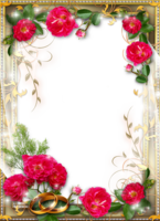 Свадебная рамка с алыми цветами