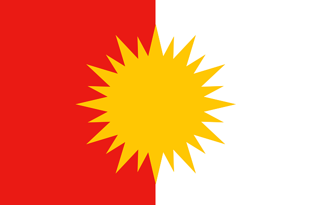 Солнце изображено в центре езидского флага